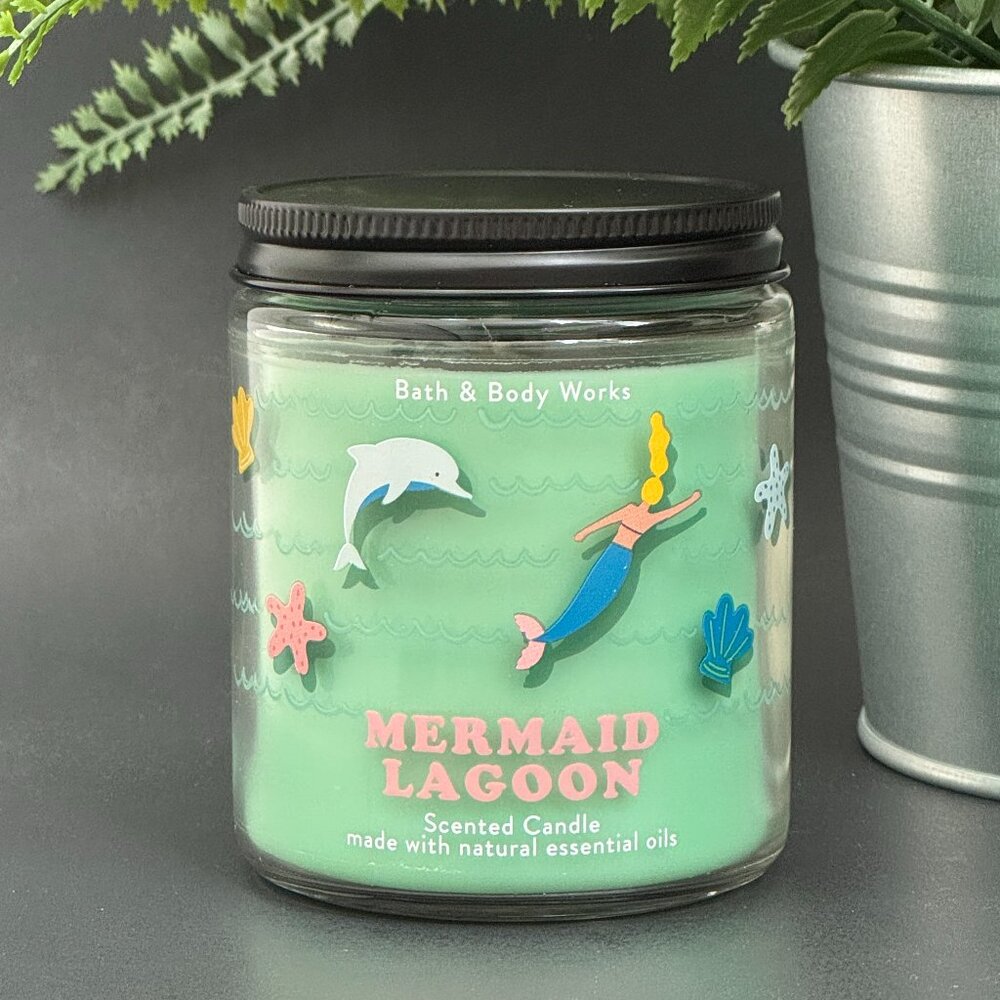 BBW Mermaid Lagoon Bath & Body Works Mason Jar Single Wick Candle
